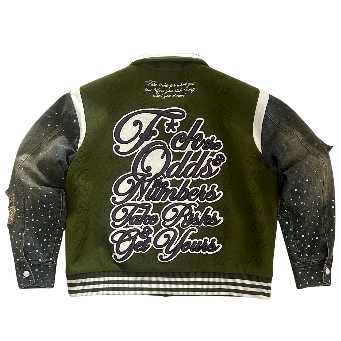 DENIM SLEEVE VARSITY JACKET