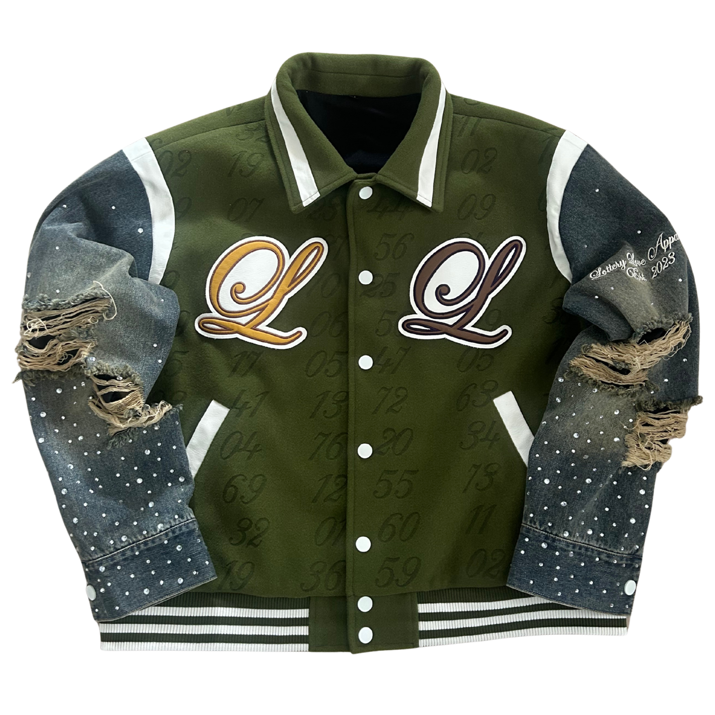 DENIM SLEEVE VARSITY JACKET